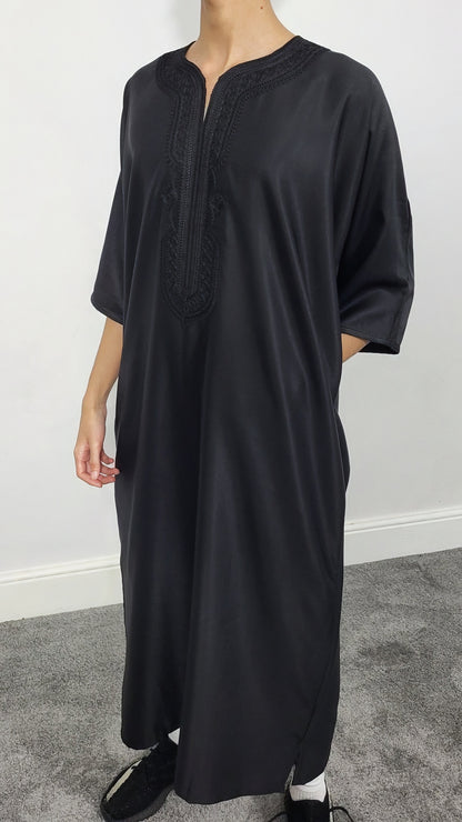 Classic Moroccan Gandoura - Black