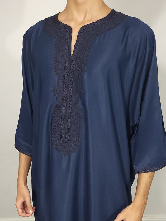 Classic Moroccan Gandoura - Navy