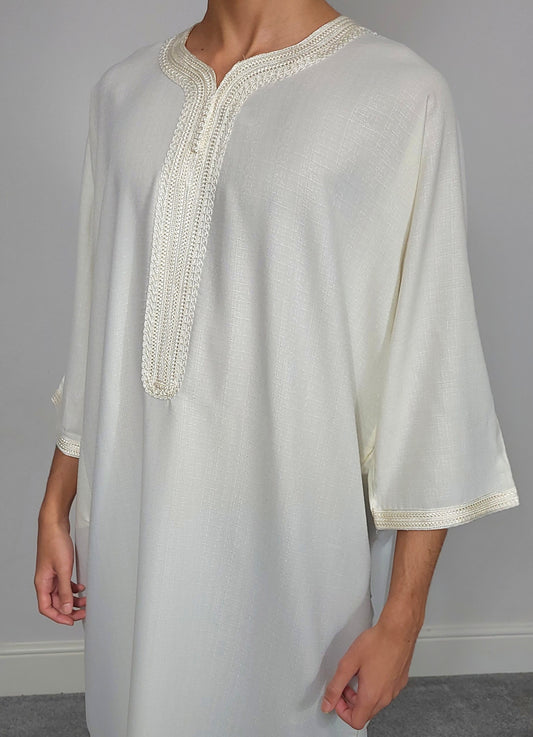 Linen Moroccan Gandoura - Off White