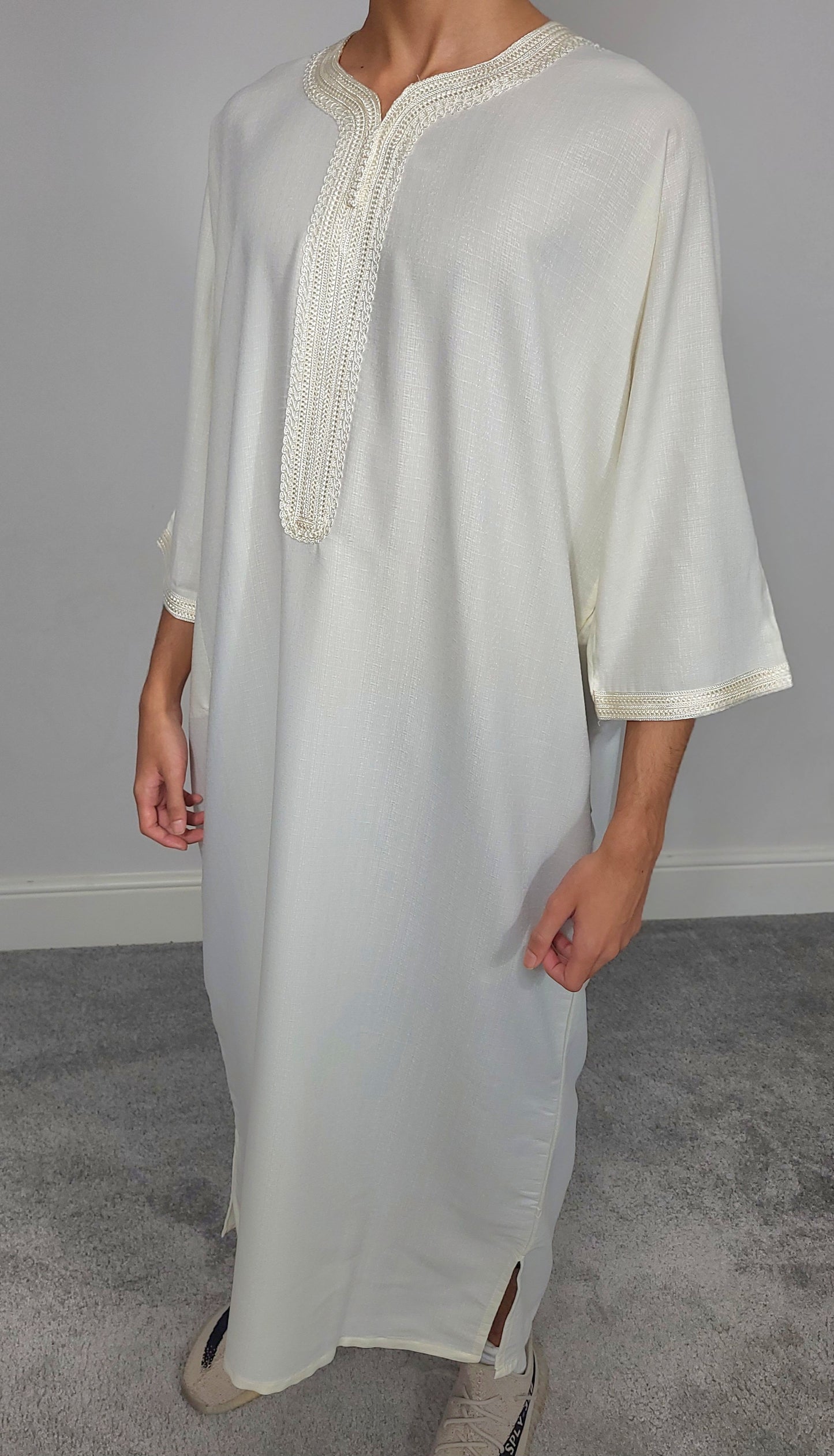 Linen Moroccan Gandoura - Off White